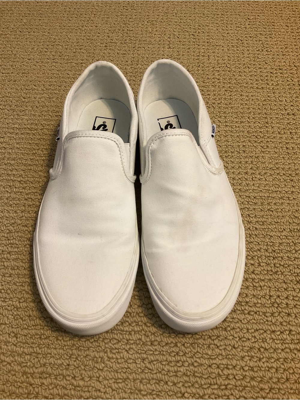 Vans Classic White Slip-On Canvas Womens Sneakers Size 11